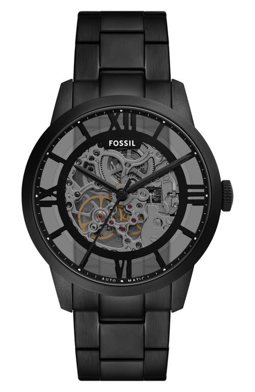 Fossil Townsman Automatic Black Stainless Steel Watch, 44mm In Black