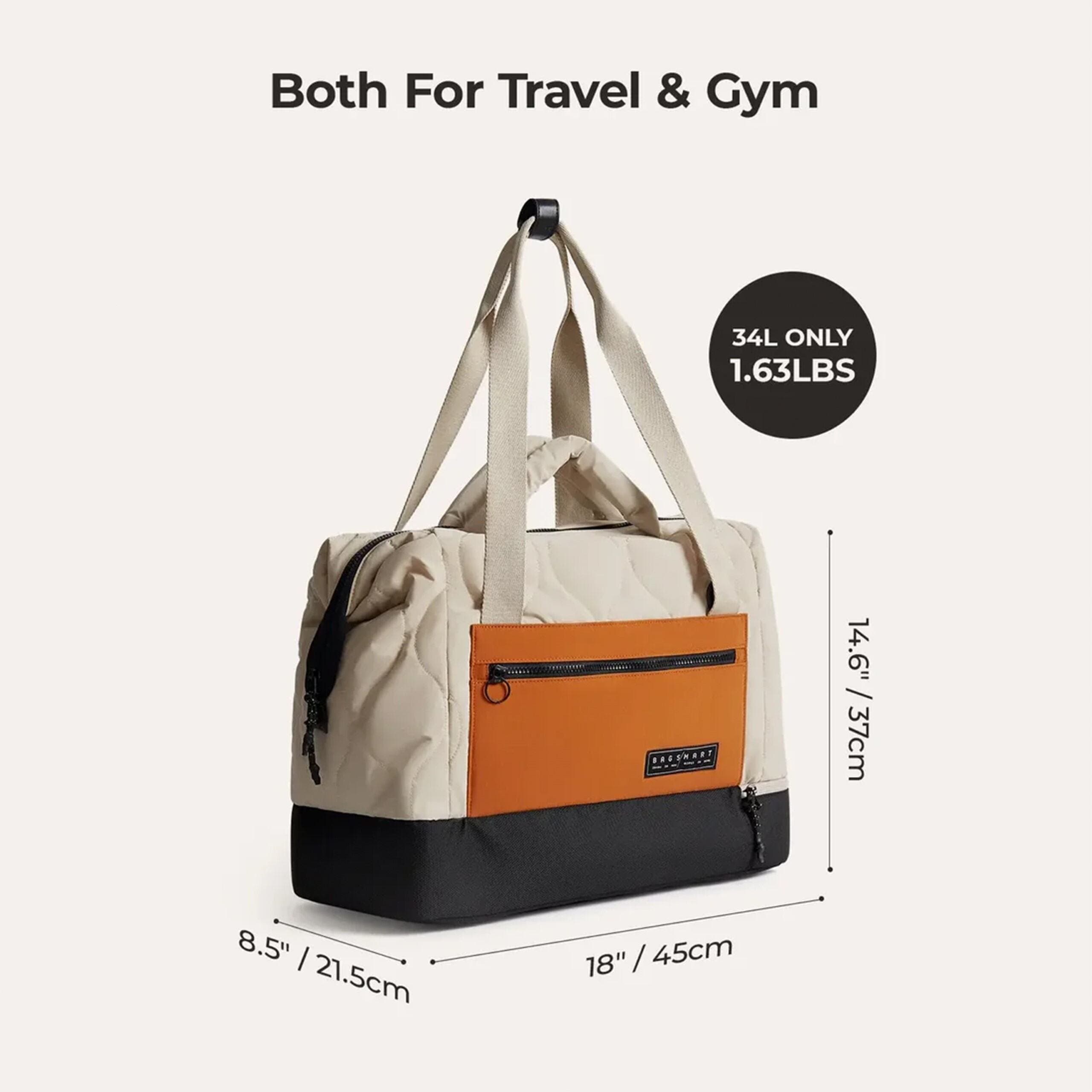 Bagsmart Paz 34L Laptop Duffle with Shoe Compartment, Alternate, color, Tangerine