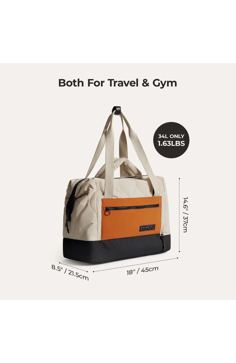Bagsmart Paz 34L Laptop Duffle with Shoe Compartment, Alternate, color, Tangerine