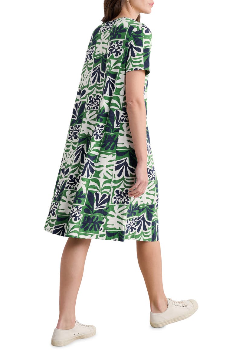 Pipers Short Sleeve Organic Cotton A-Line Dress, Alternate, color, COLLAGE SEAWEED HEDGEROW