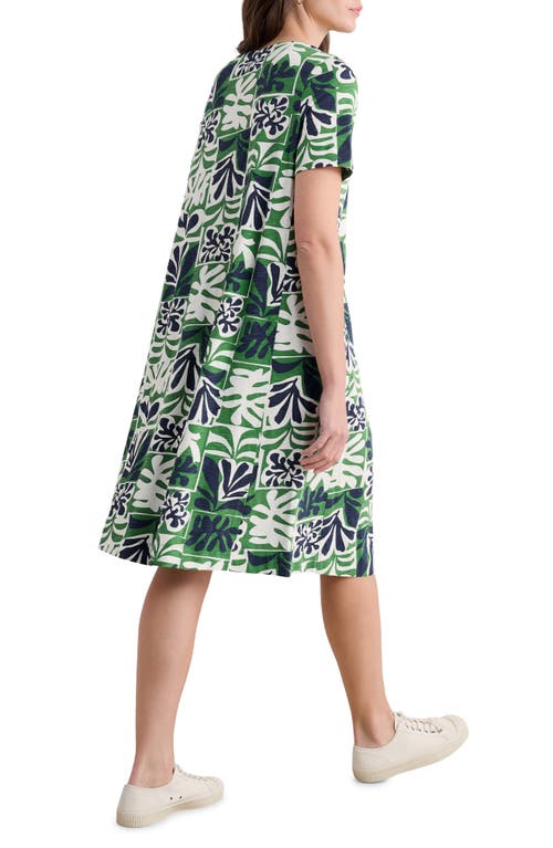 Shop Seasalt Cornwall Pipers Short Sleeve Organic Cotton A-line Dress In Collage Seaweed Hedgerow