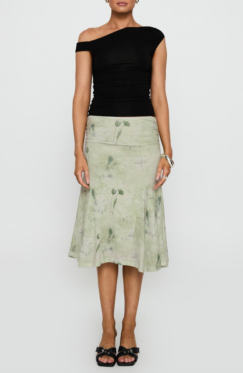 Princess Polly Lewish Floral Print Skirt, Main, color, Green Floral