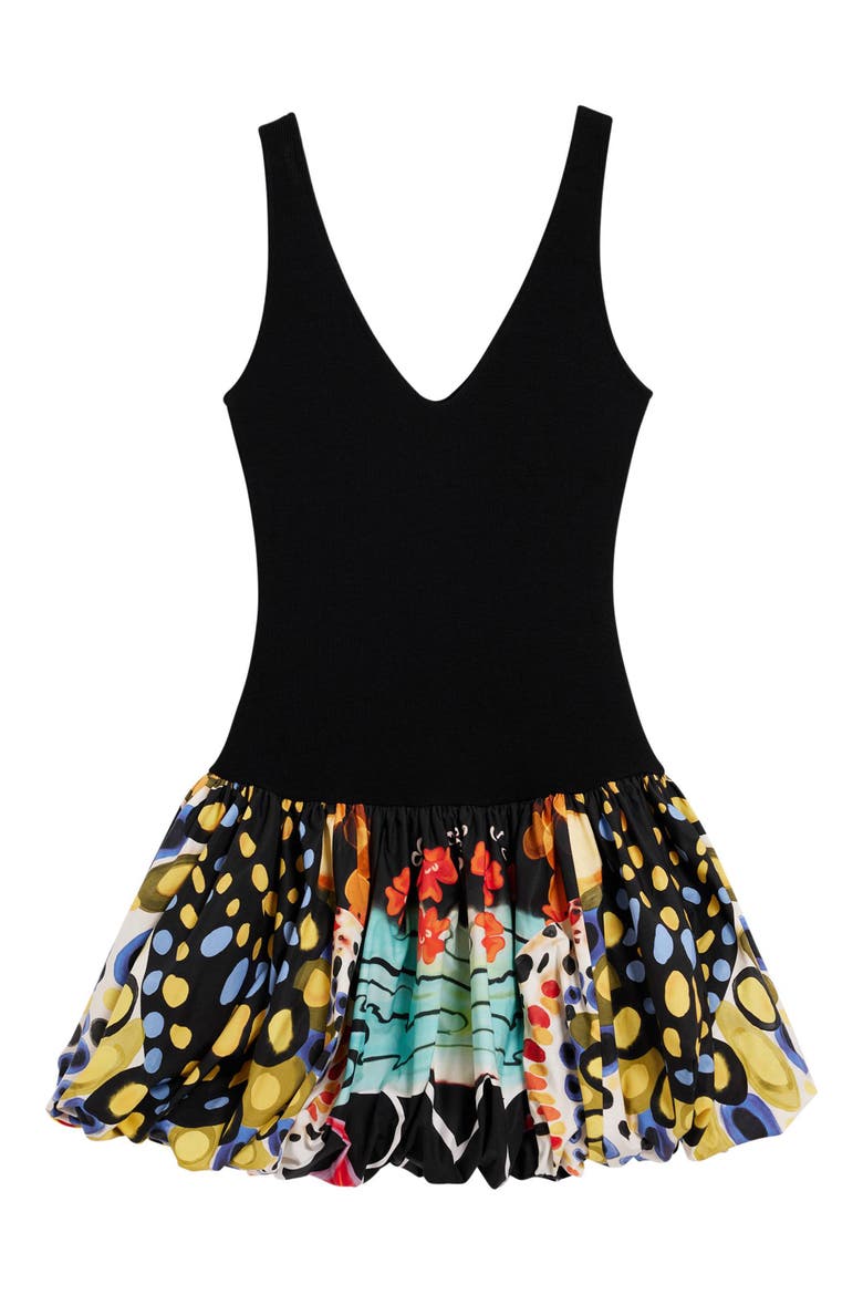 Lacroix Print Mixed Media Minidress, Alternate, color, BLACK