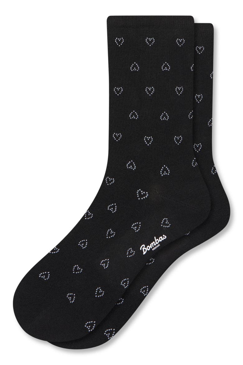 Valentines Heart Crew Socks, Main, color, BLACK HEART