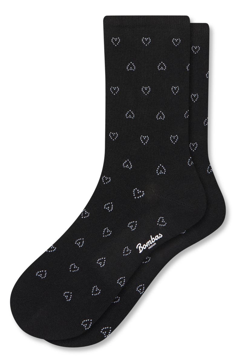 Bombas Valentines Heart Crew Socks, Main, color, Black Heart