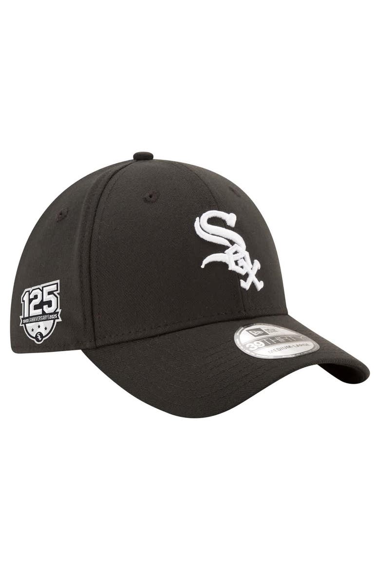 Men's New Era  Black Chicago White Sox 125th Anniversary 39THIRTY Flex Hat, Alternate, color, Black