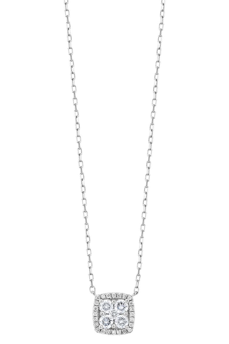 Mika Square Pavé Diamond Pendant Necklace, Main, color, 18K WHITE GOLD