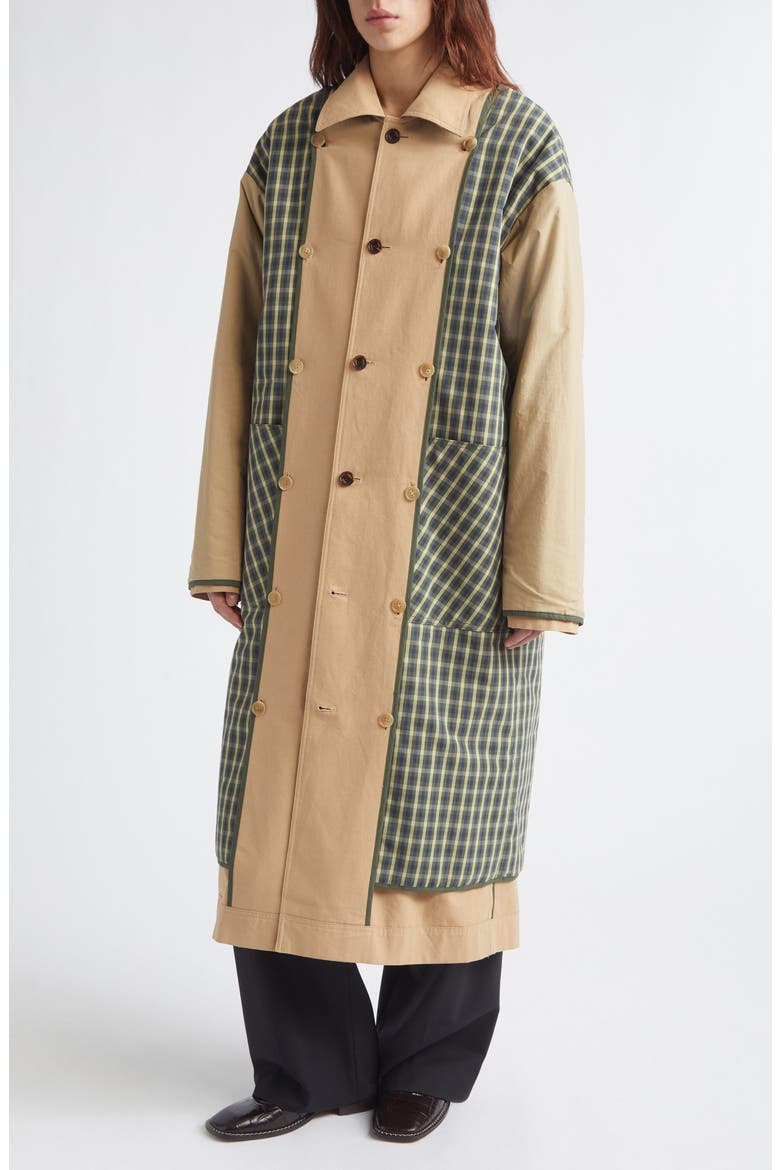 Reversible Contrast Panel Cotton Coat, Alternate, color, BEIGE