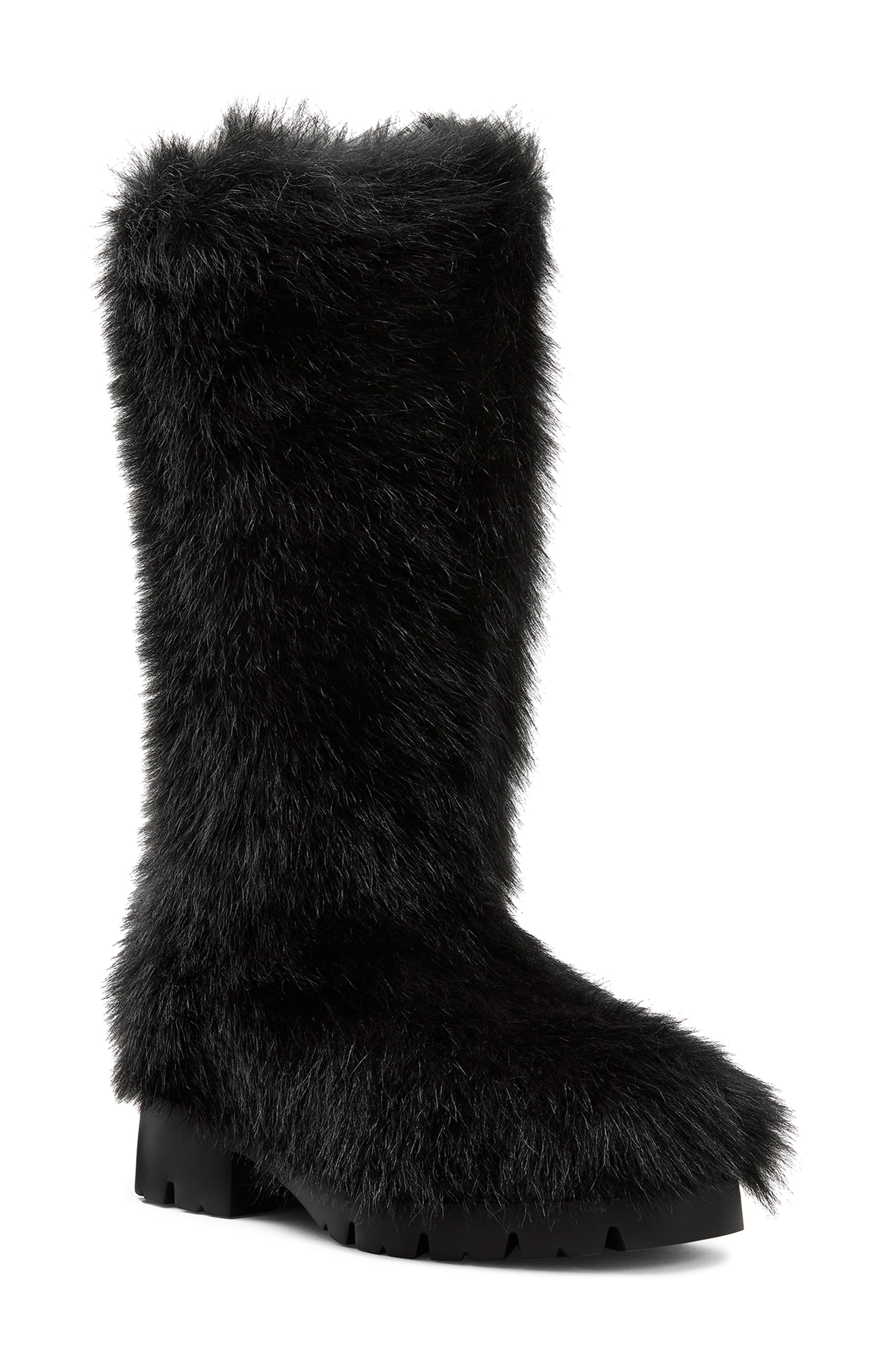 Stuart Weitzman Hudson Genuine Shearling Boot, Main, color, Black