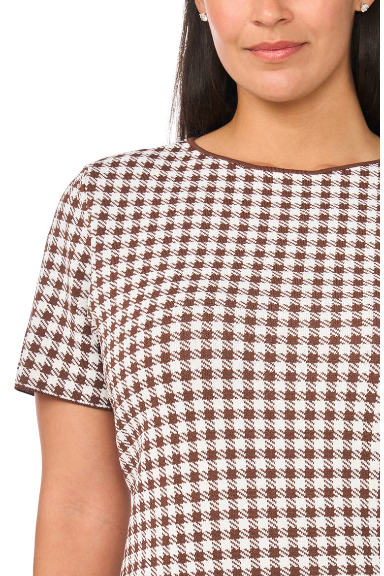 Gingham Boat Neck Midi Dress, Alternate, color, CHOCOLATE FUDGE