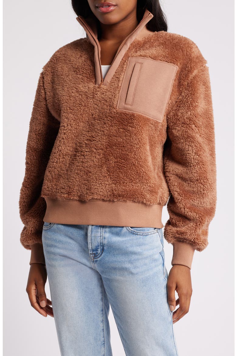 Janeann Half Zip Pullover, Main, color, CEDAR BARK