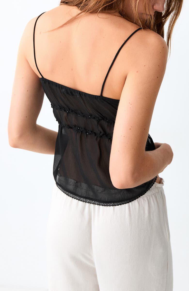MANGO TEEN Beaded Camisole, Alternate, color, Black