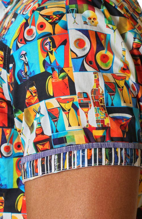 Robert Graham Ice Cubeist Short Sleeve Cotton Button-up Shirt In Blue Multi
