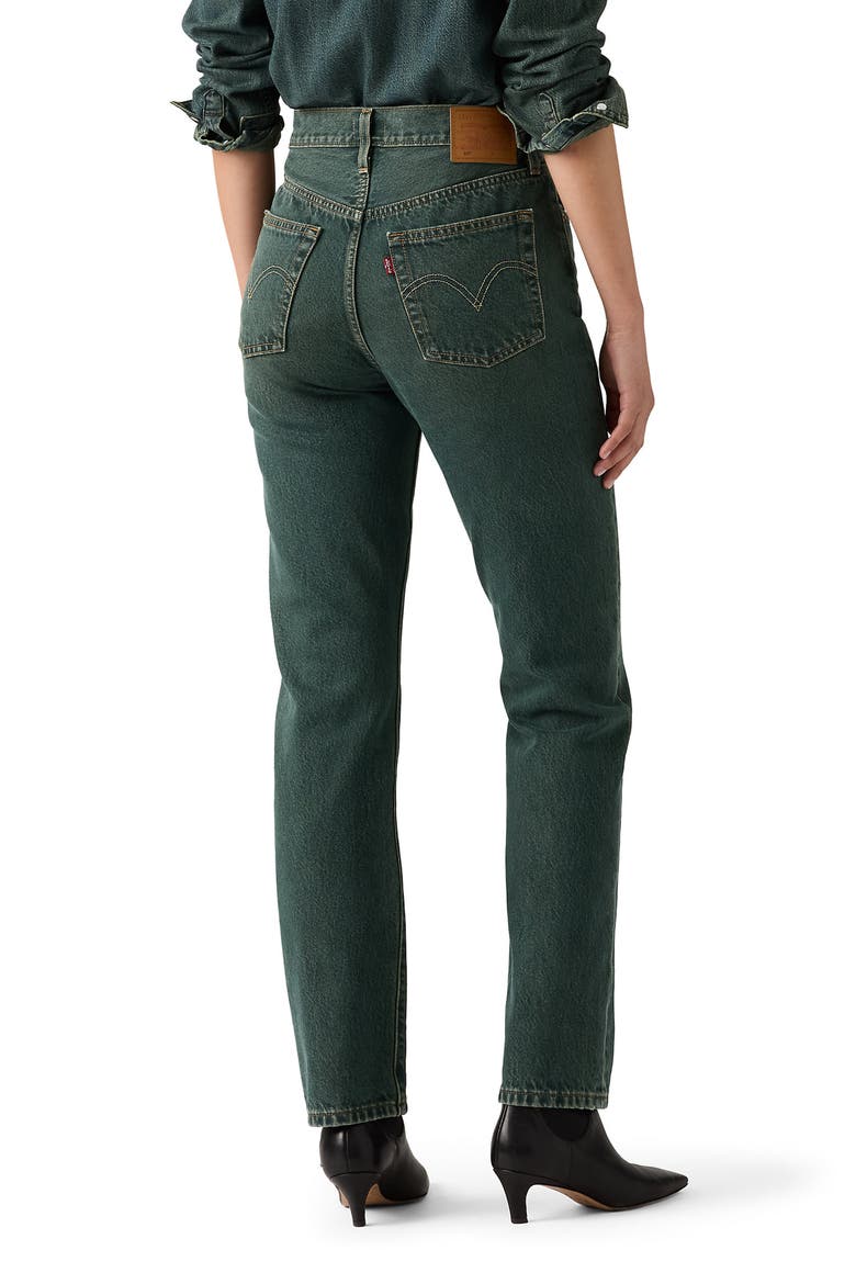 501® High Waist Straight Leg Jeans, Alternate, color, VERDANT VENTURES