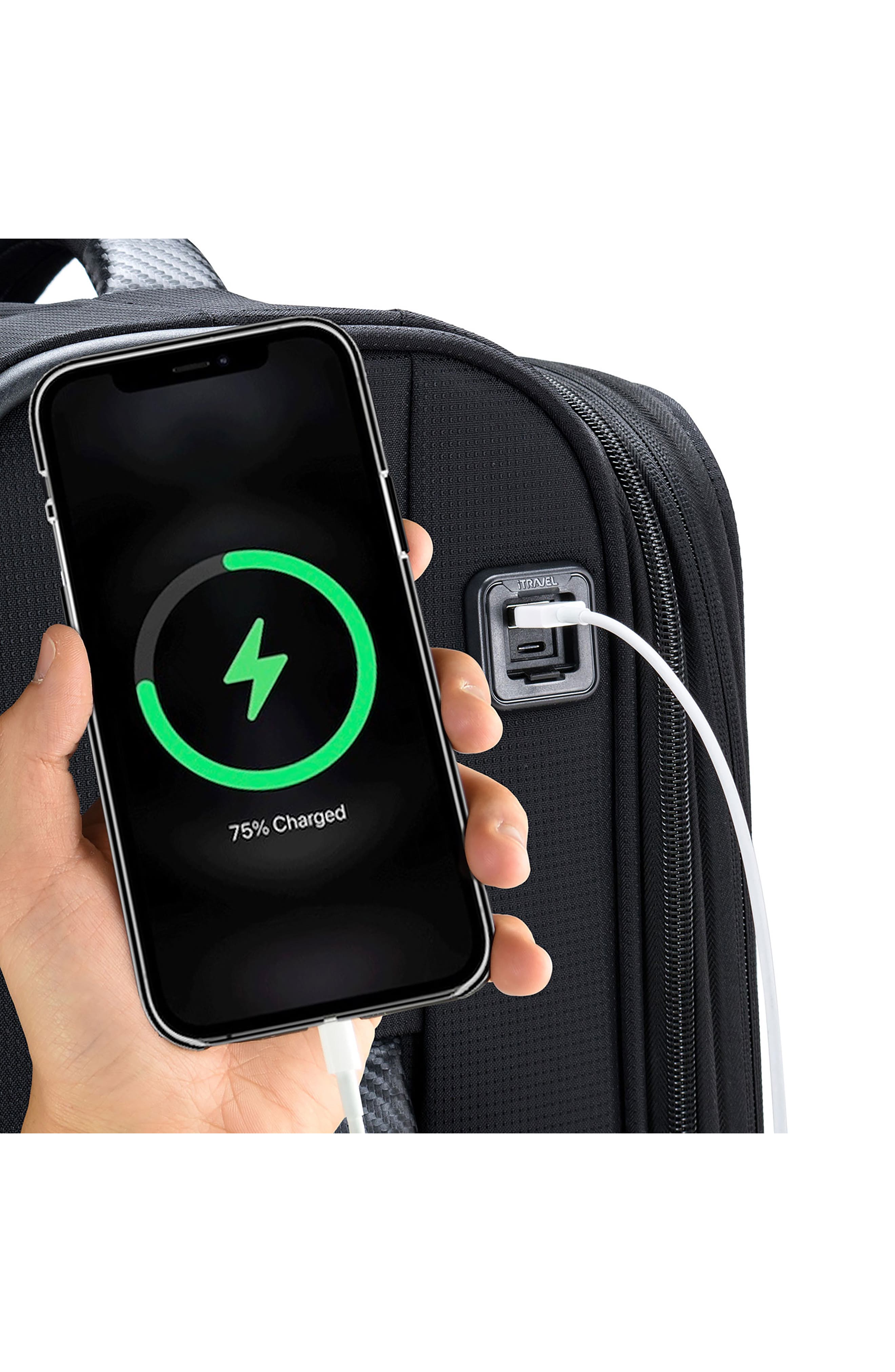 TRAVELERS CHOICE Caymen 22-Inch Spinner Carry-On with USB Port, Alternate, color, Black