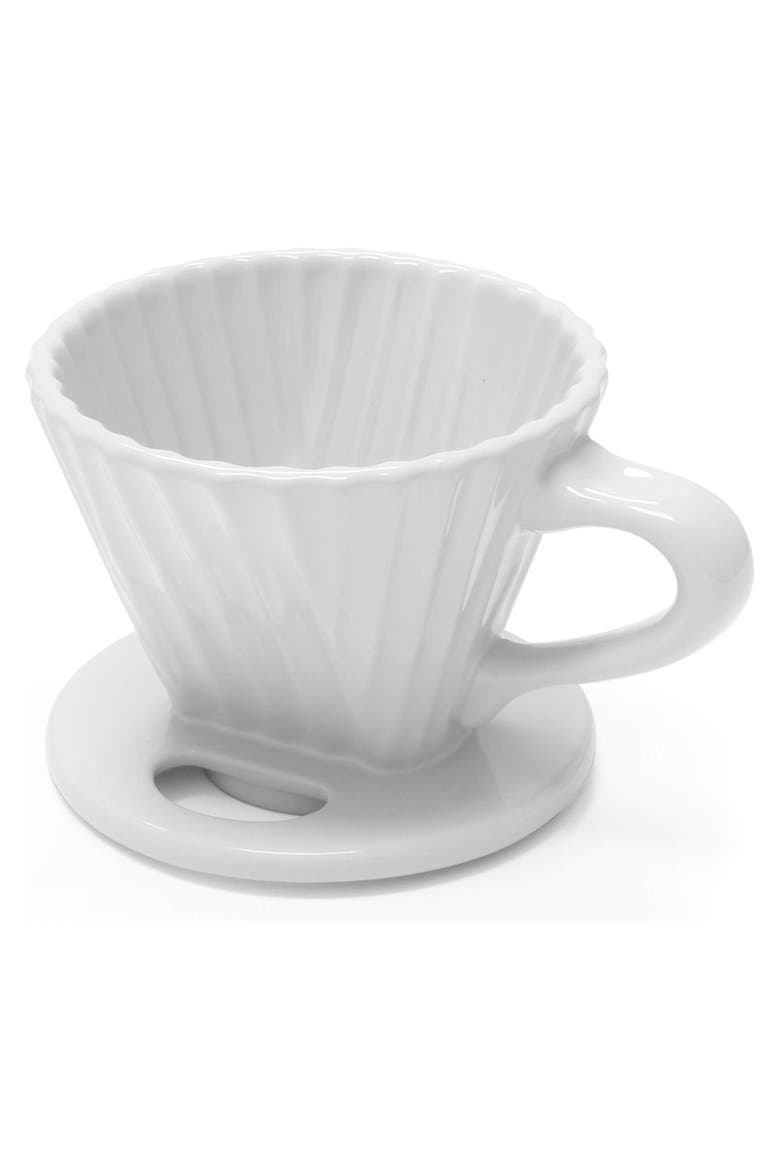 8 ounce Lotus Ceramic Pour Over Coffee Filter, Alternate, color, White