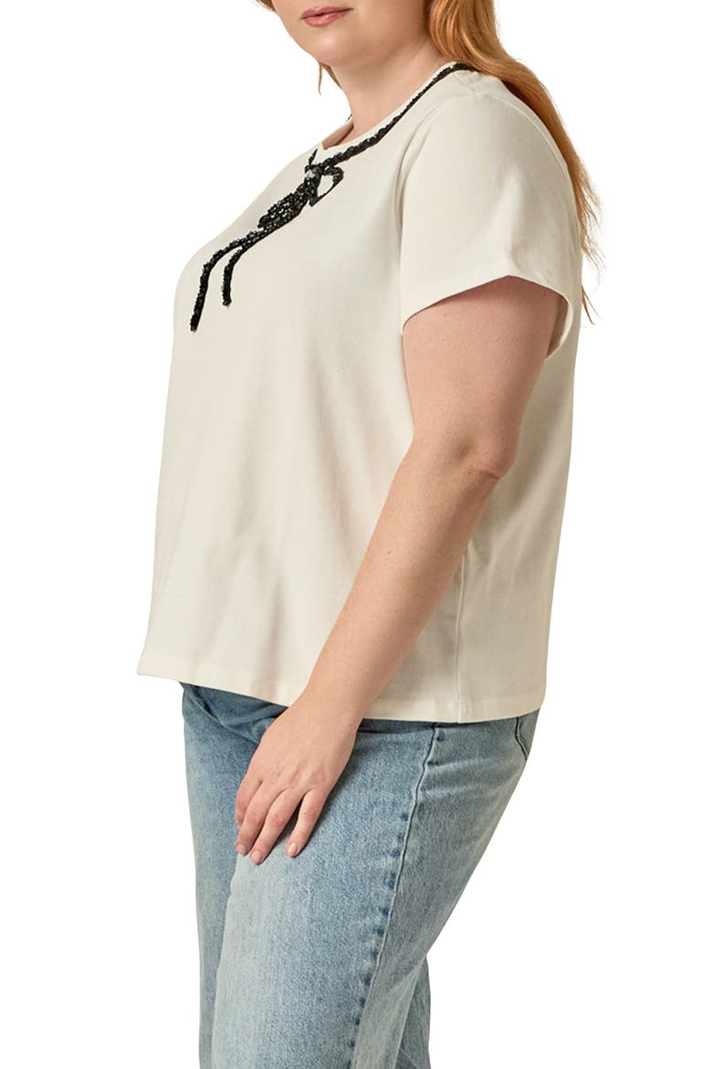 Beaded Bow T-Shirt, Alternate, color, WHITE