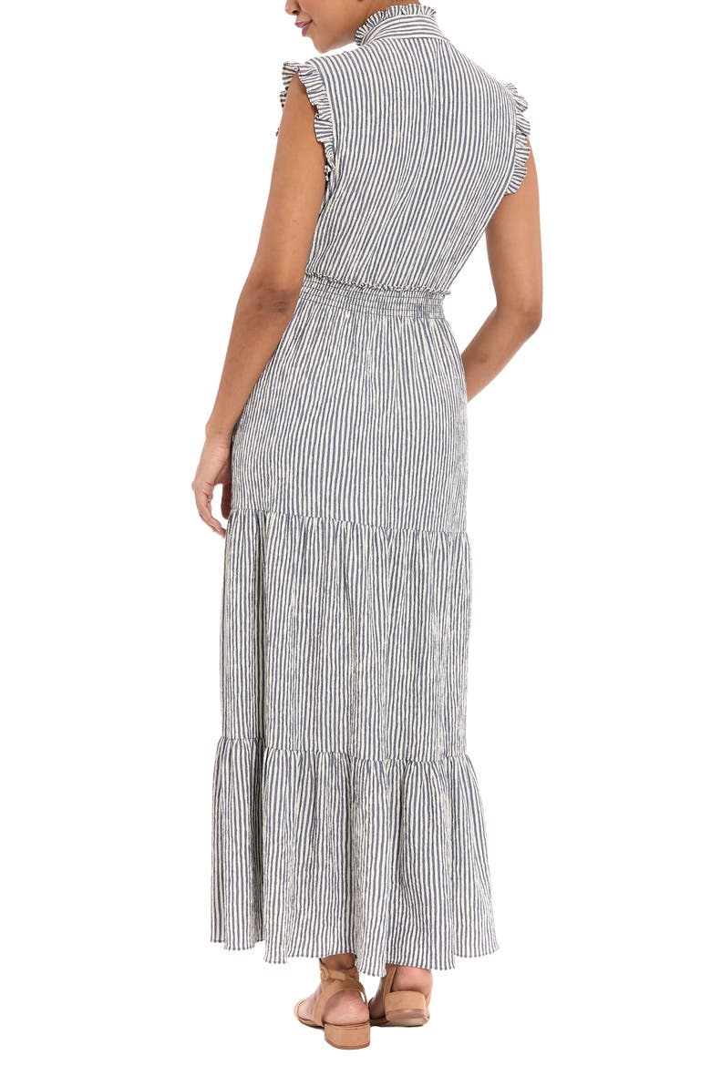 Stripe Ruffle Neck Sleeveless Tiered Maxi Dress, Alternate, color, PERSIAN JEWEL