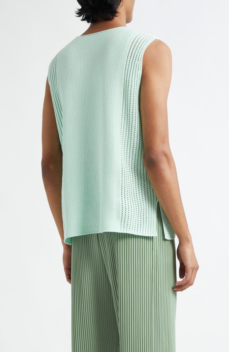 Homme Plissé Issey Miyake Rustic Knit Sweater Vest, Alternate, color, Mint Green