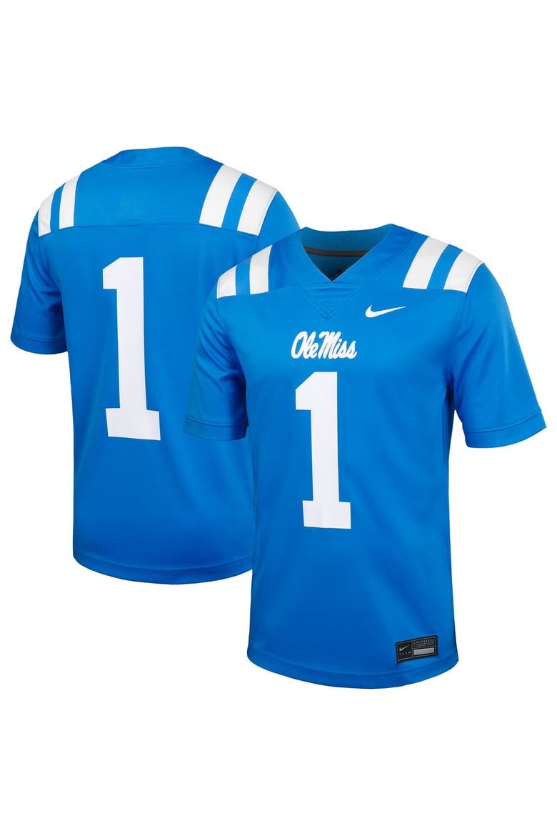 Men's Nike #1 Powder Blue Ole Miss Rebels Untouchable Football Jersey, Main, color, Powder Blue