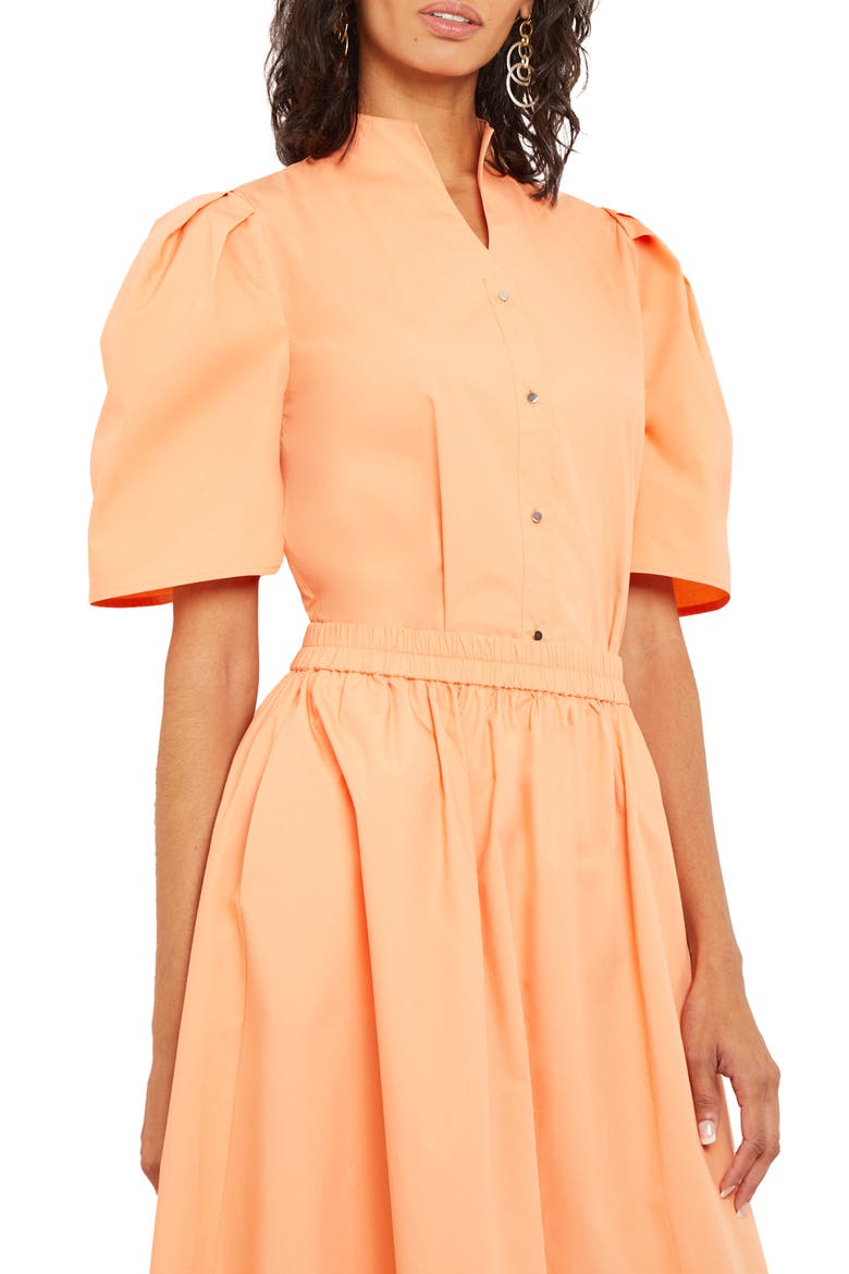 Puff Sleeve Front Button Shirt, Main, color, CITRINE