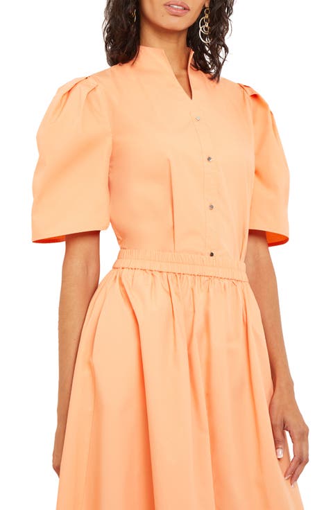 Puff Sleeve Front Button Shirt