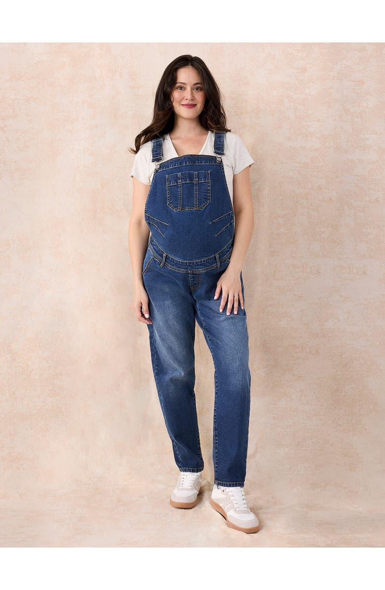 MOTHERHOOD MATERNITY Relaxed Fit Maternity Denim Overall, Alternate, color, Skoll Wash