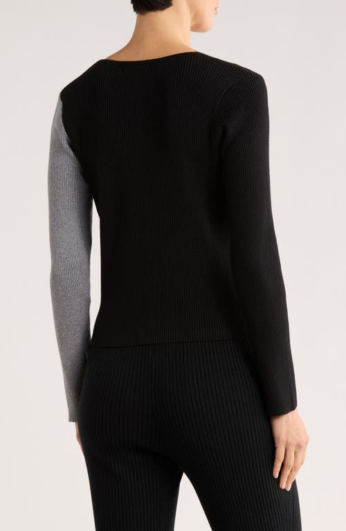 Patrizia Luca Colorblock Faux Wrap Sweater In Gray