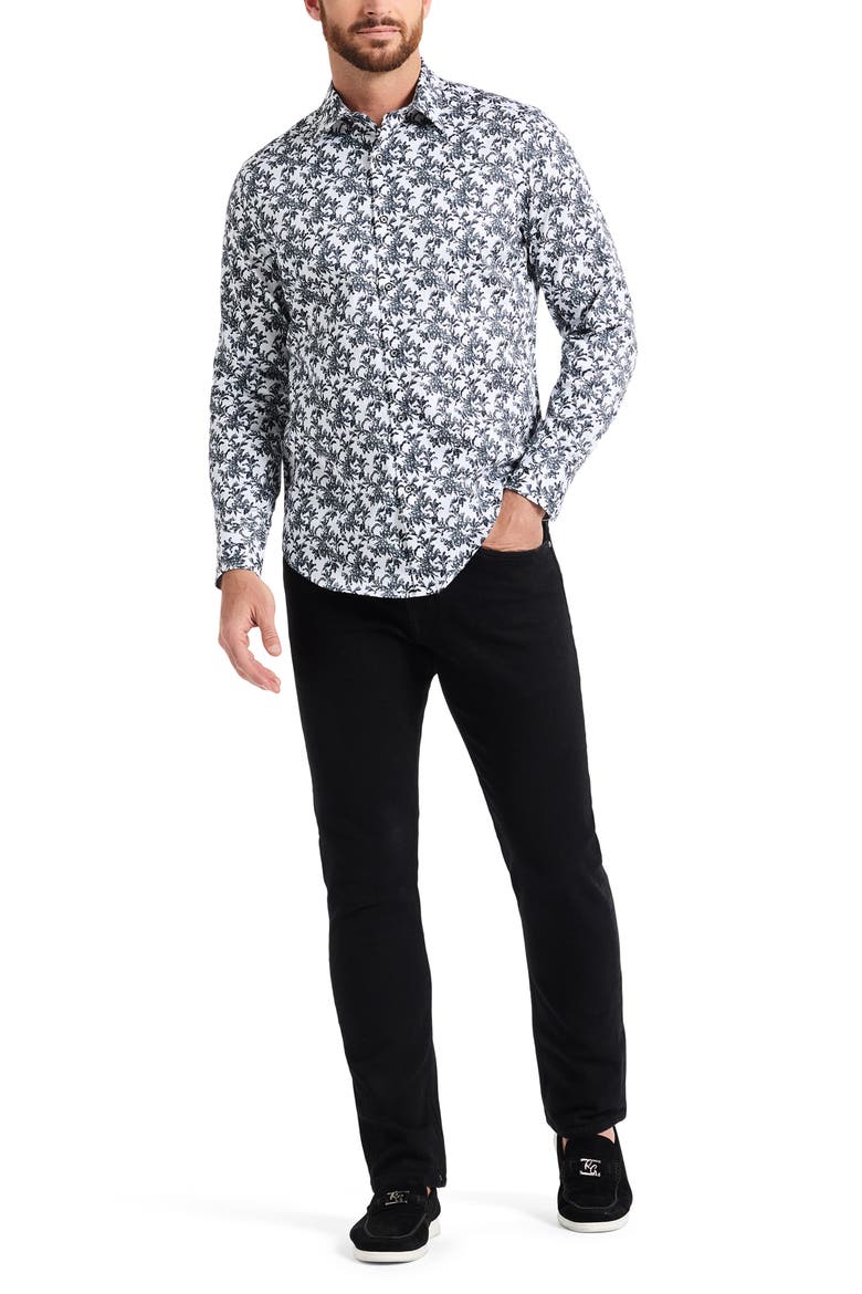 Delson Paisley Print Cotton Dress Shirt, Alternate, color, WHITE