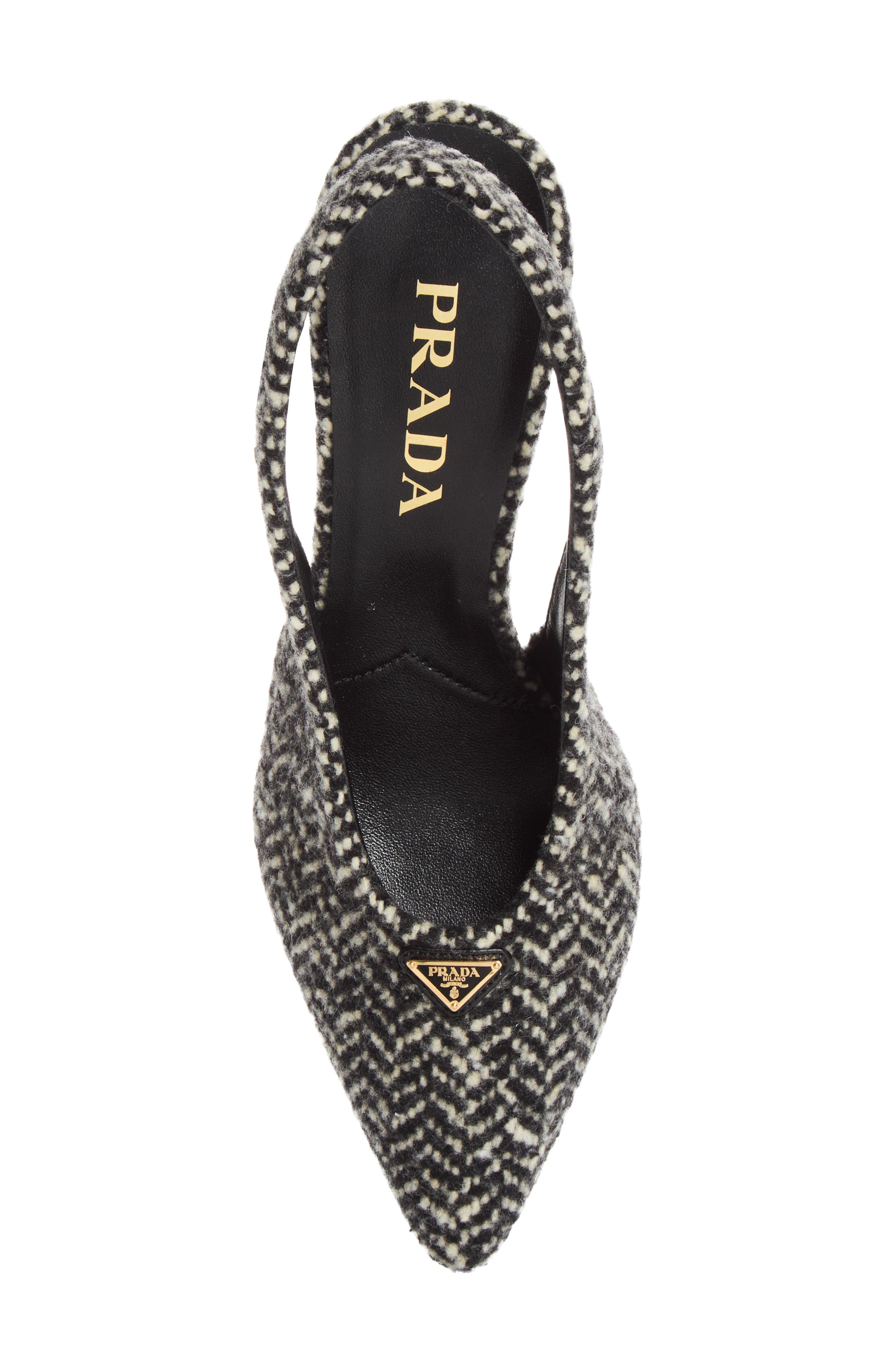 Herringbone Slingback Pump, Alternate, color, BIANCO/ NERO