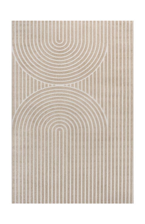 Sofia MidCentury Modern Arch Stripe Two-Tone High-Low Area Rug