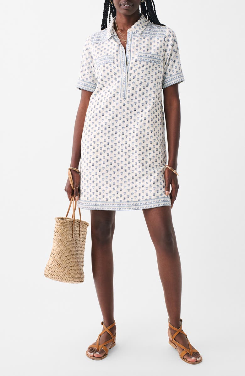 Faherty Rae Linen Blend Mini Shirtdress, Alternate, color, White Lotus