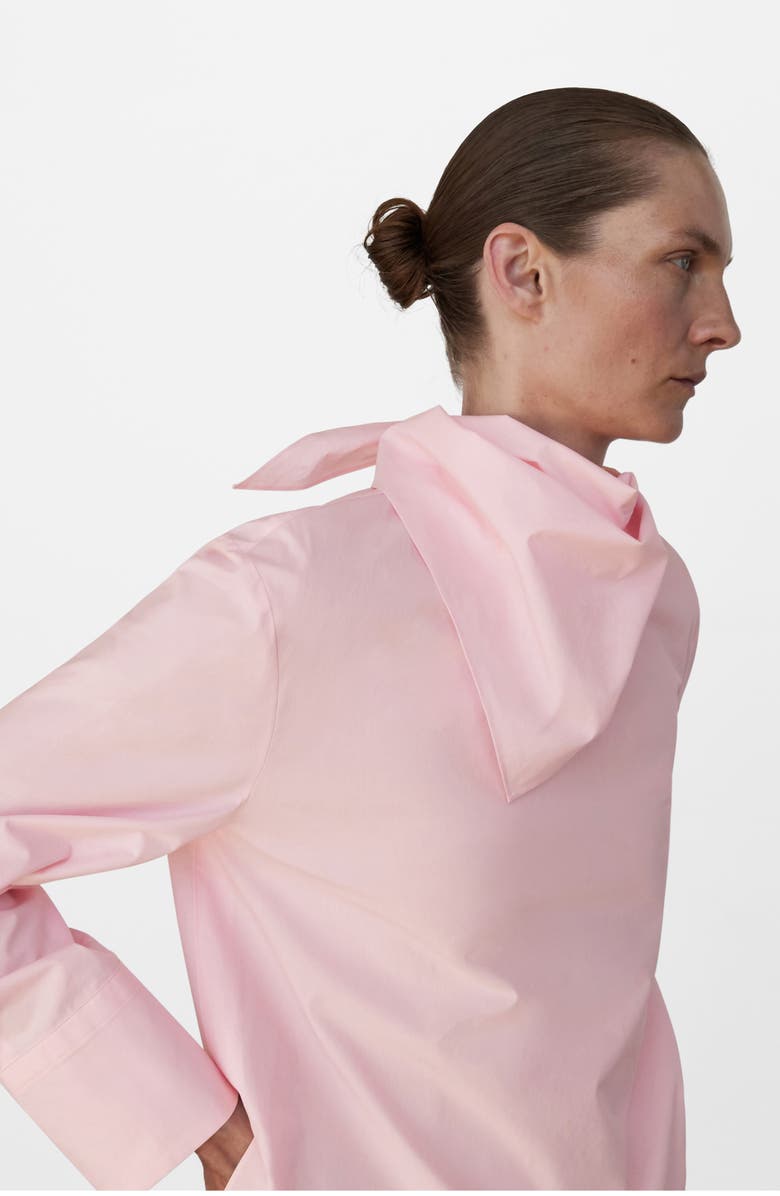 MANGO Selection Neck Scarf Organic Cotton Top, Alternate, color, Pastel Pink