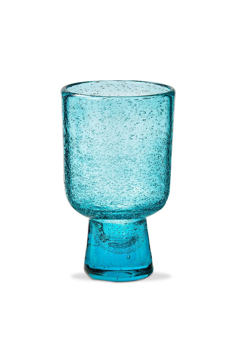 tag Bubble Glass Footed Aqua Drinking Glasses - 10oz, Dishwasher Safe, Main, color, Blue