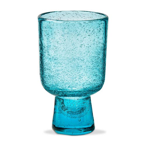 Tag Bubble Glass Footed Aqua Drinking Glasses In Blue
