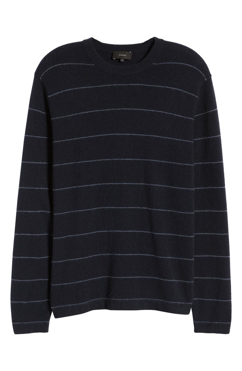 Vince Boiled Cashmere Stripe Crewneck Sweater, Alternate, color, 
