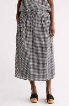 DR2 by Daniel Rainn Gingham Cotton Midi Skirt