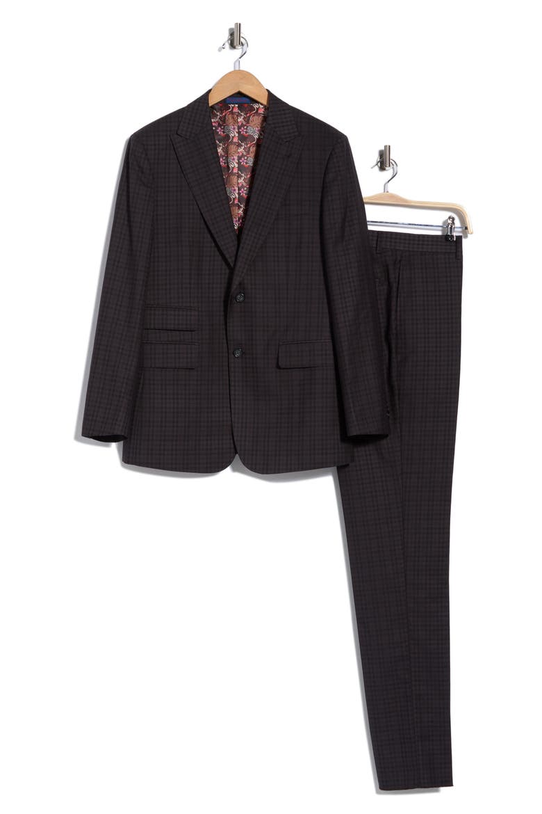Peak Lapel Two-Piece Suit, Alternate, color, BLACK