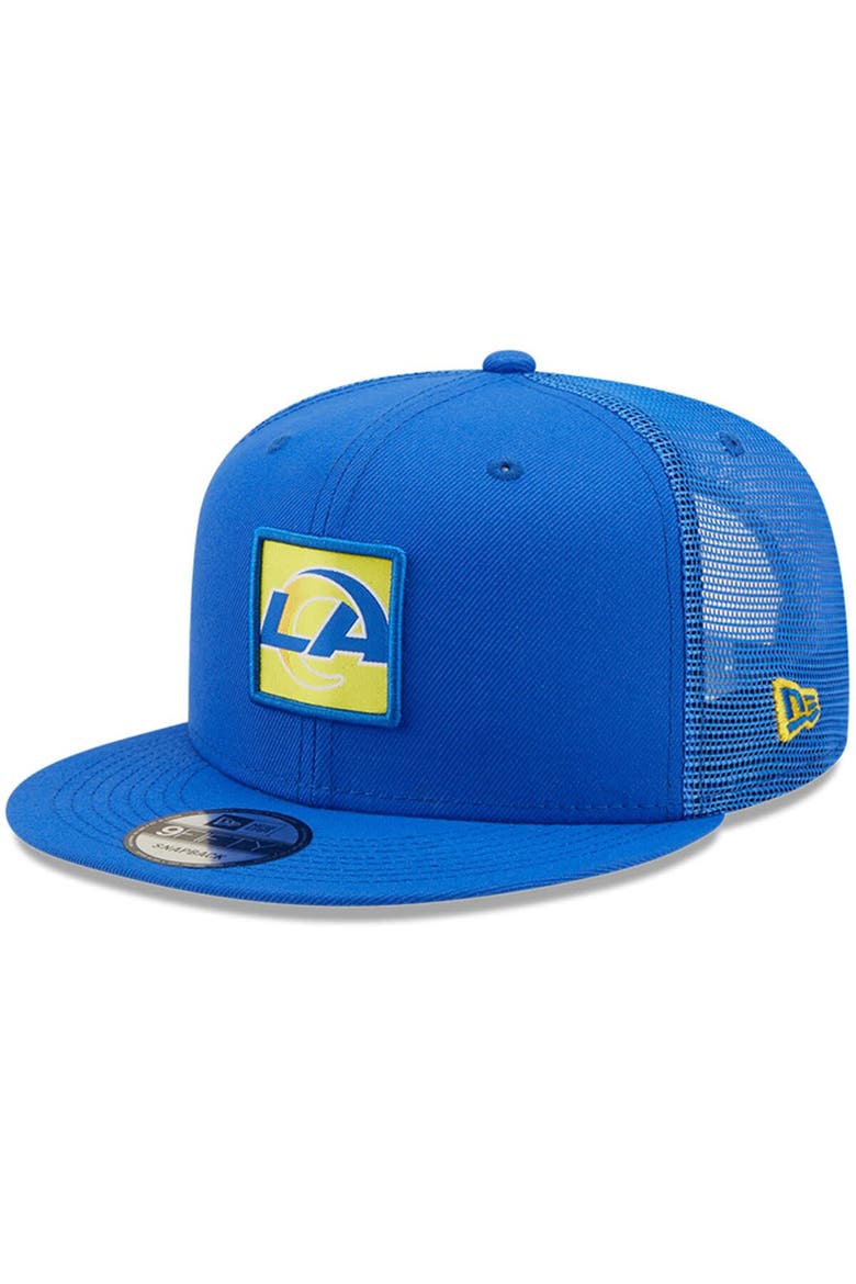 Men's New Era Royal Los Angeles Rams Gridlock Trucker 9FIFTY Snapback Hat, Main, color, Royal