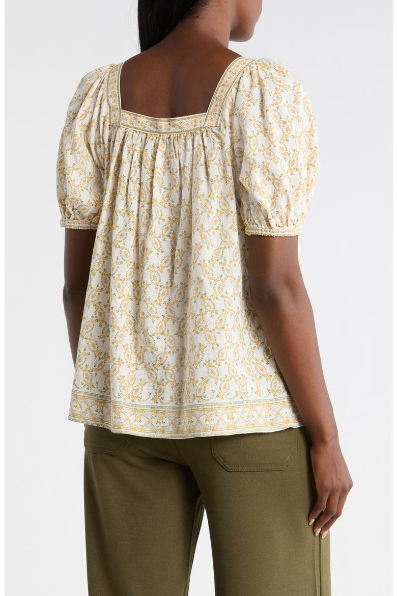 Puff Sleeve Top, Alternate, color, CREAM/ GOLD PRETTY WREATH