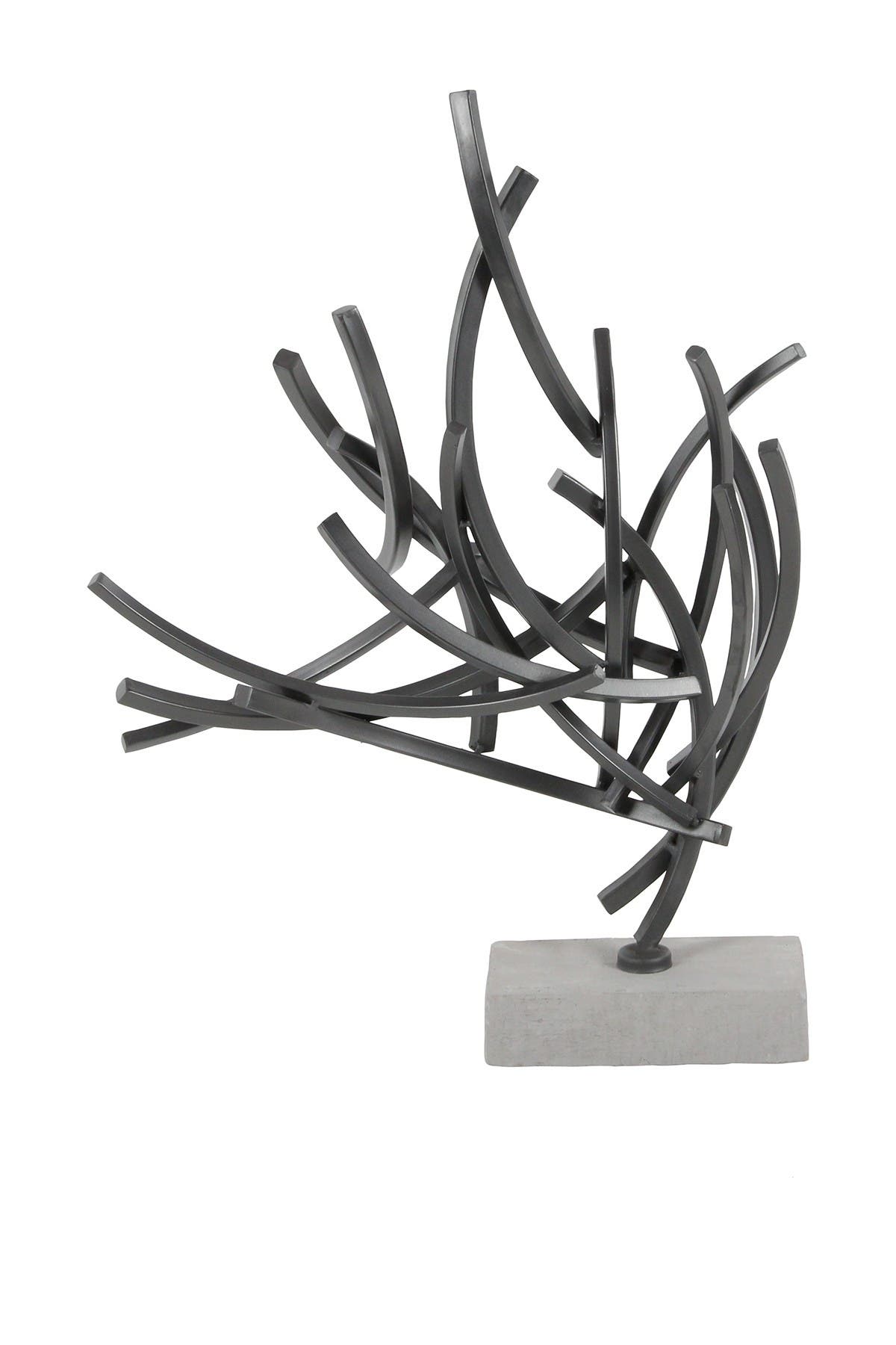 WILLOW ROW Gray Metal Abstract Sculpture with Marble Base