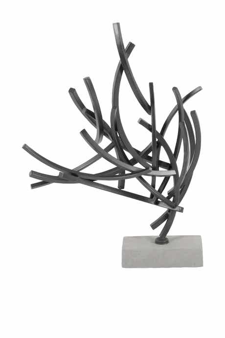 WILLOW ROW Gray Metal Abstract Sculpture with Marble Base