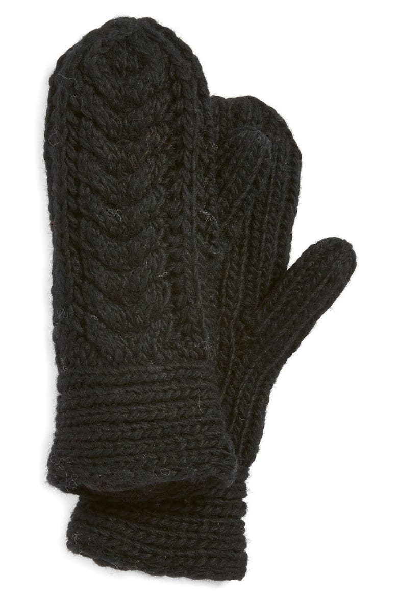 Nirvanna Designs 'Soho' Knit Mittens, Main, color, BLACK