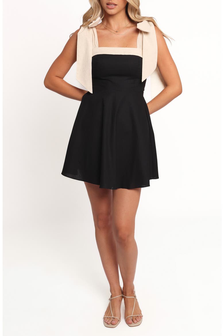 Olinda Fit & Flare Minidress, Main, color, BLACK/ CREAM