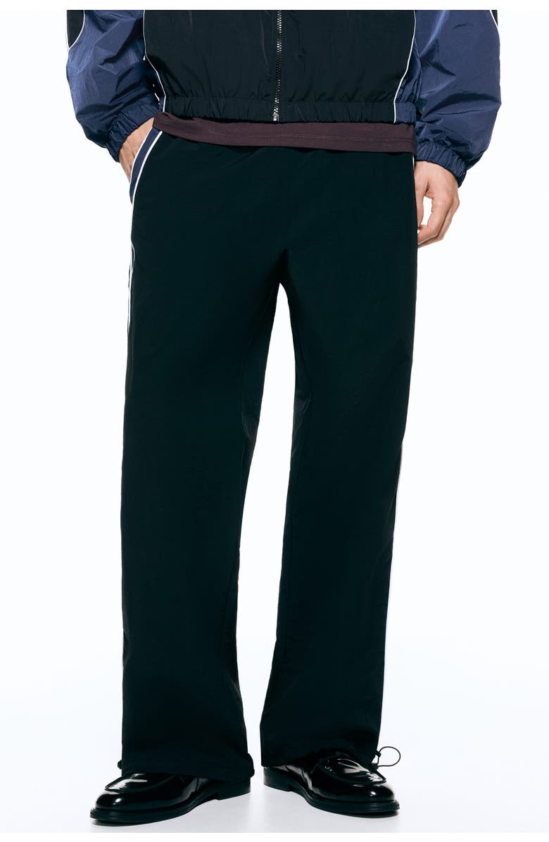 H&M Loose Fit Nylon Track Pants, Alternate, color, Black/Panels