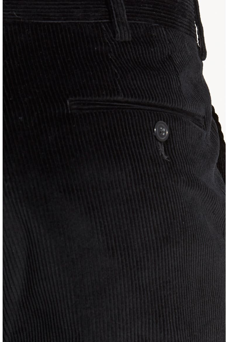 Luxury Italian Corduroy Flat Front Pants, Alternate, color, BLACK
