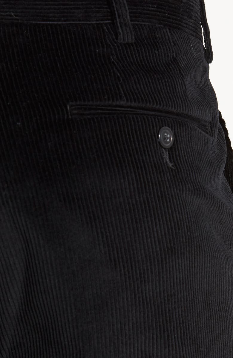 Berle Luxury Italian Corduroy Flat Front Pants, Alternate, color, Black