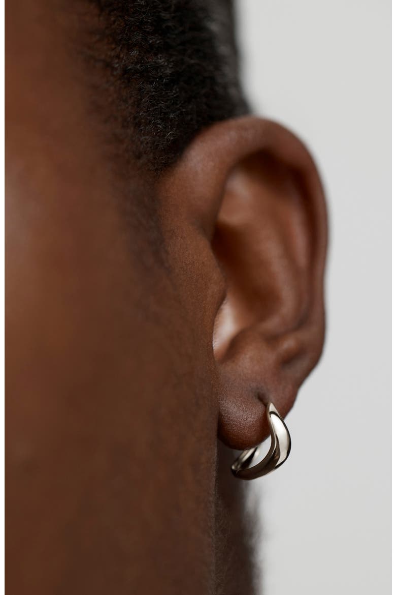 Swirl Huggie Hoop Earrings, Alternate, color, STERLING SILVER