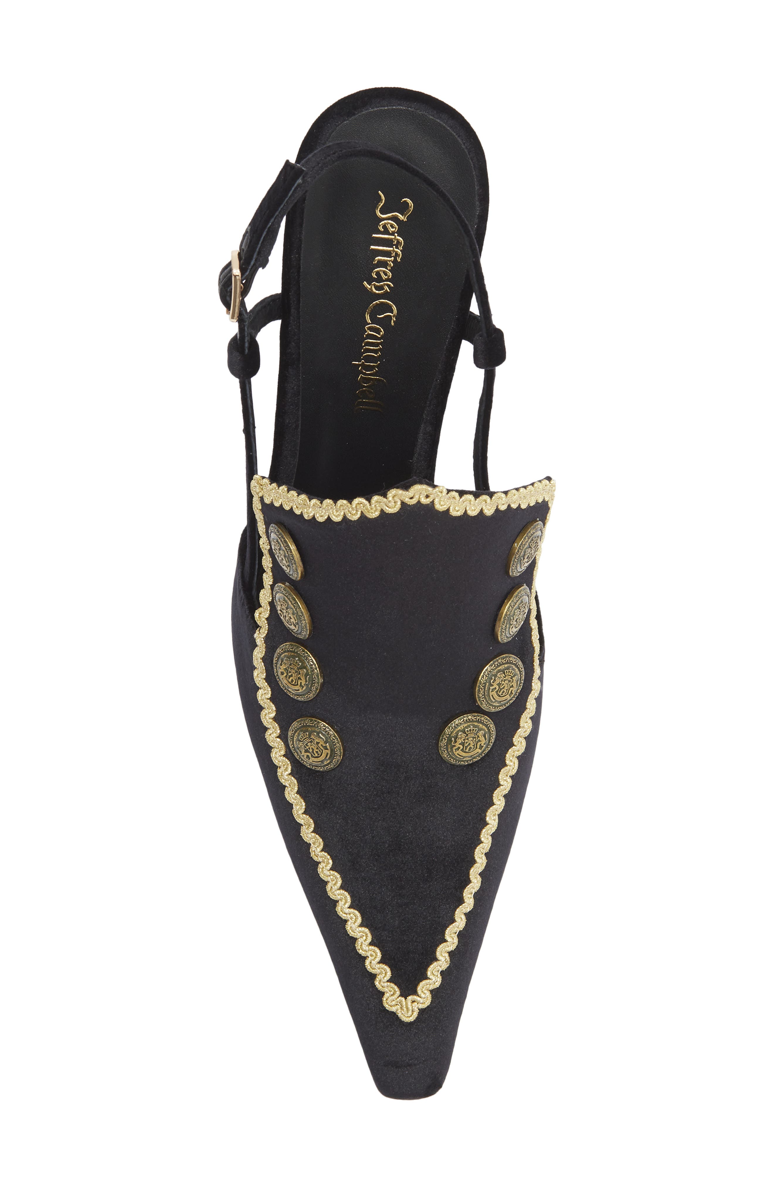 Jeffrey Campbell Troubadour Slingback Pump, Alternate, color, Black Velvet Gold