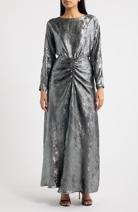 Metallic Long Sleeve Gown
